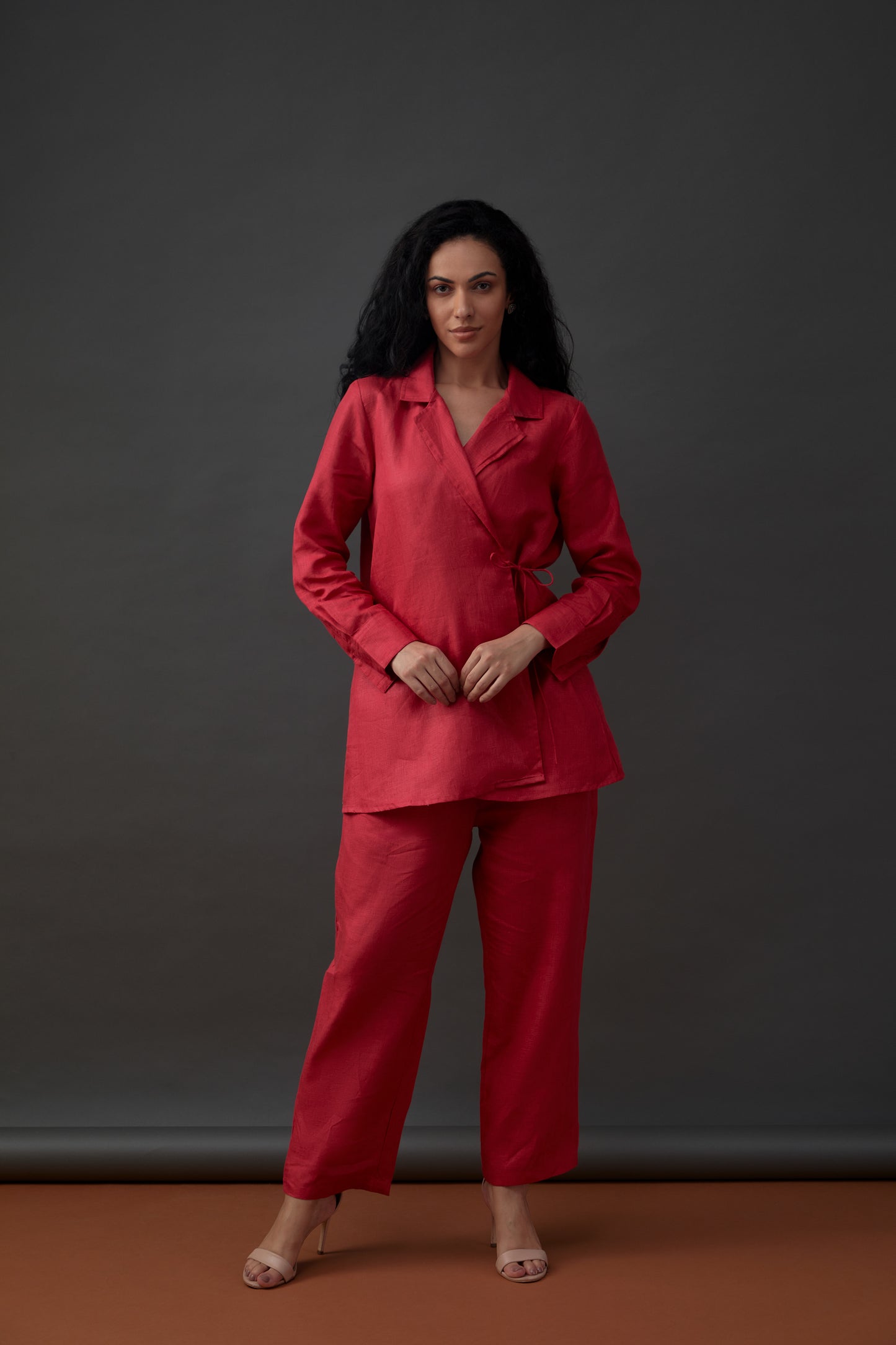 100% Hemp Jacket Style Co-ord Set-Red