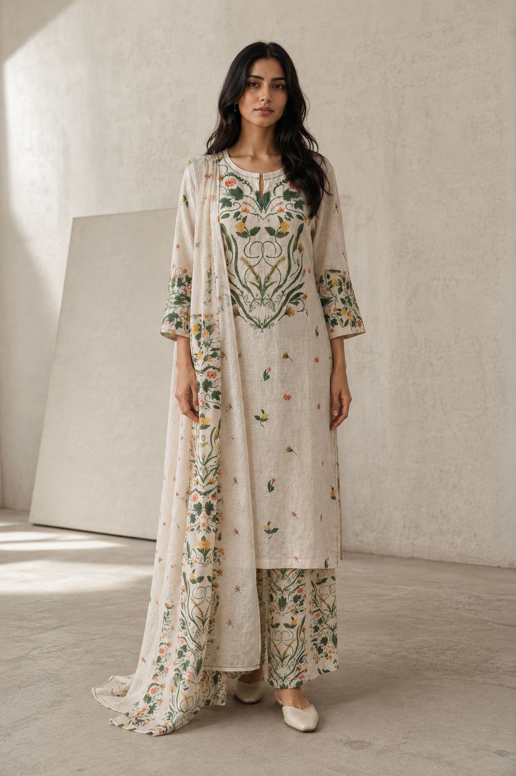 100% Hemp Kurta Set-Green