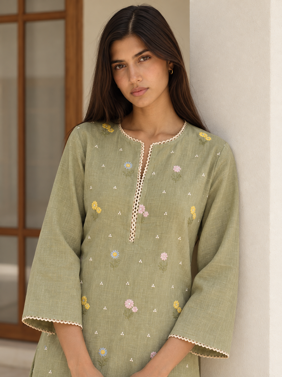 Mint Linen Kurta Set