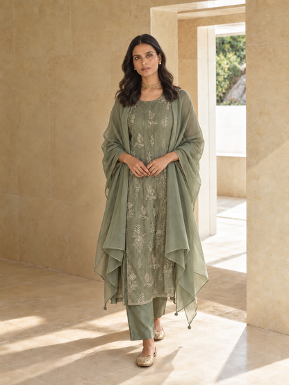 Sage Silk Kurta Set