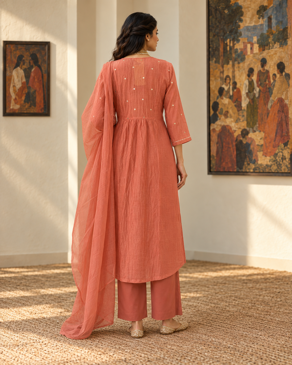 Terracotta Silk Kurta Set