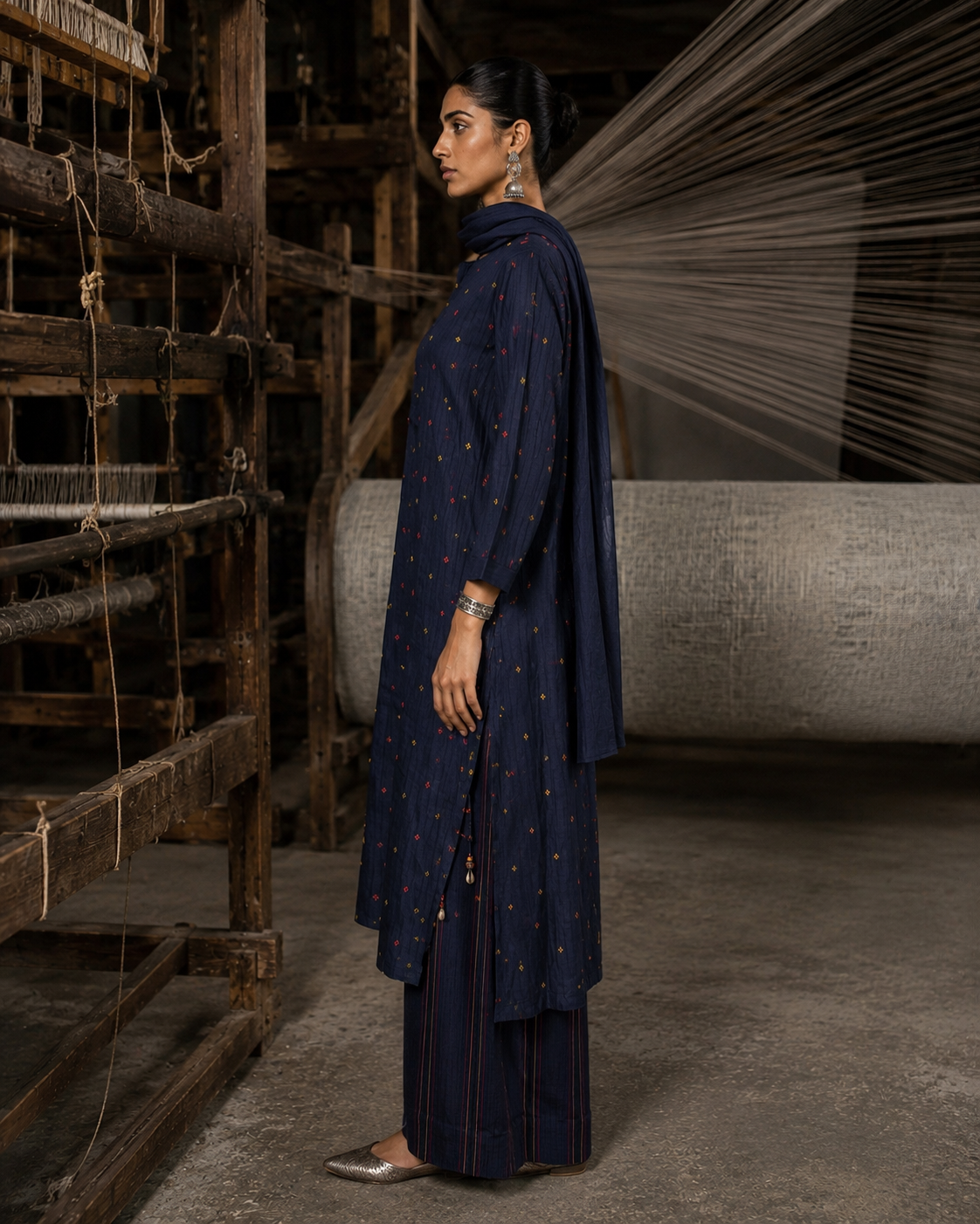 Vegan Silk Blue Kurta Set