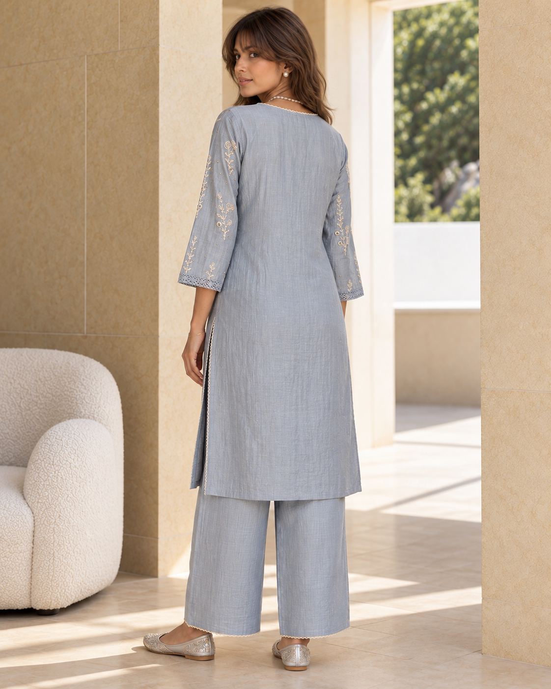 Aaina Silk Co-ord Set- Blue