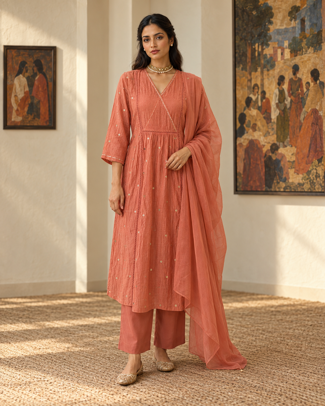 Terracotta Silk Kurta Set