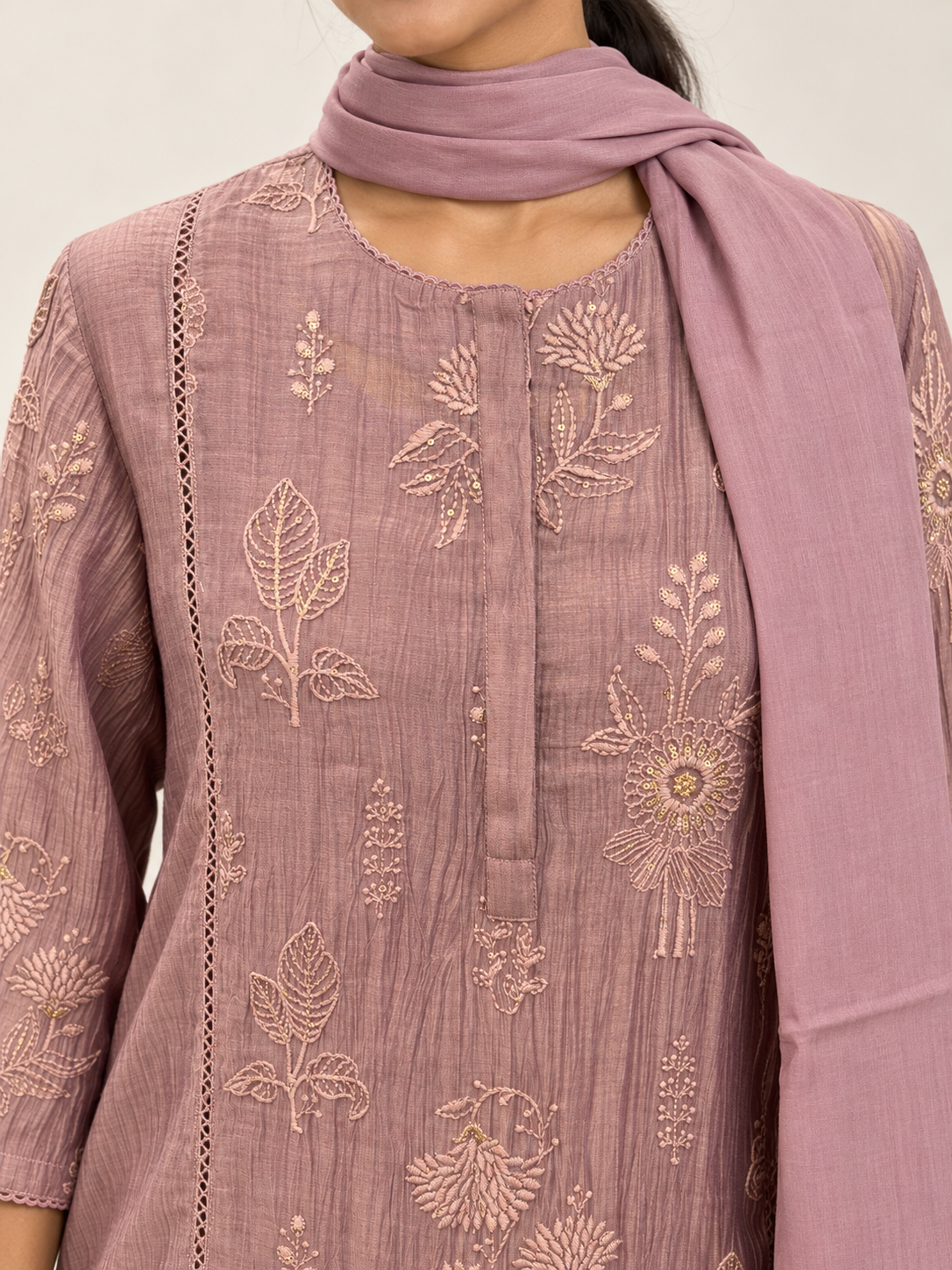 Mauve Pink Silk Kurta Set