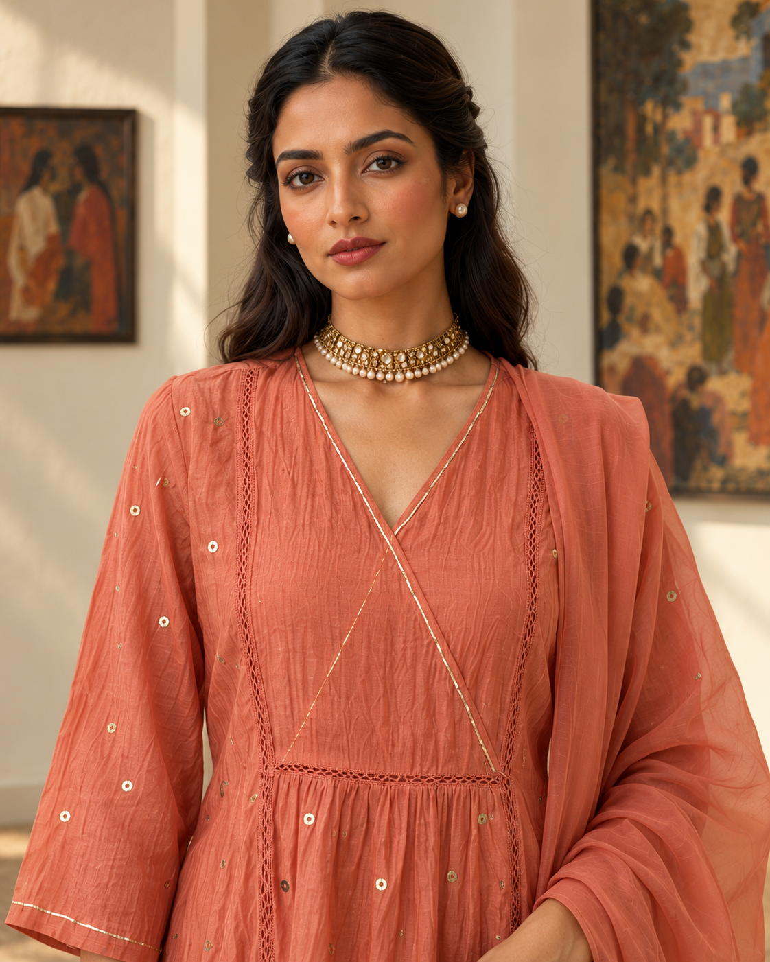 Terracotta Silk Kurta Set