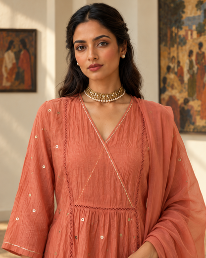 Terracotta Silk Kurta Set