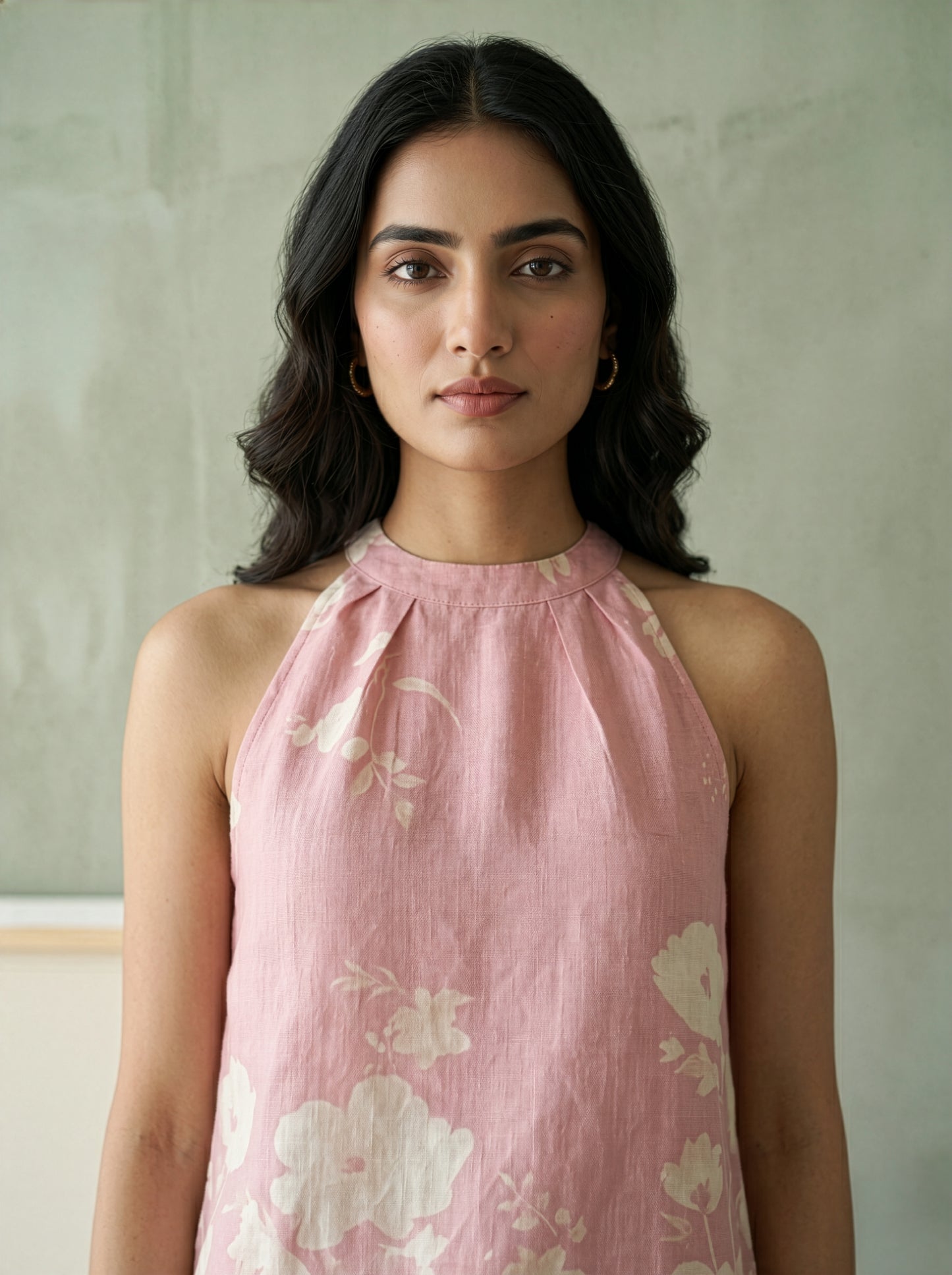 Salmon Pink Floral Linen Co-ord Set