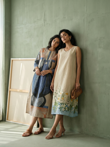 100% Hemp Dress with Pintuck Details