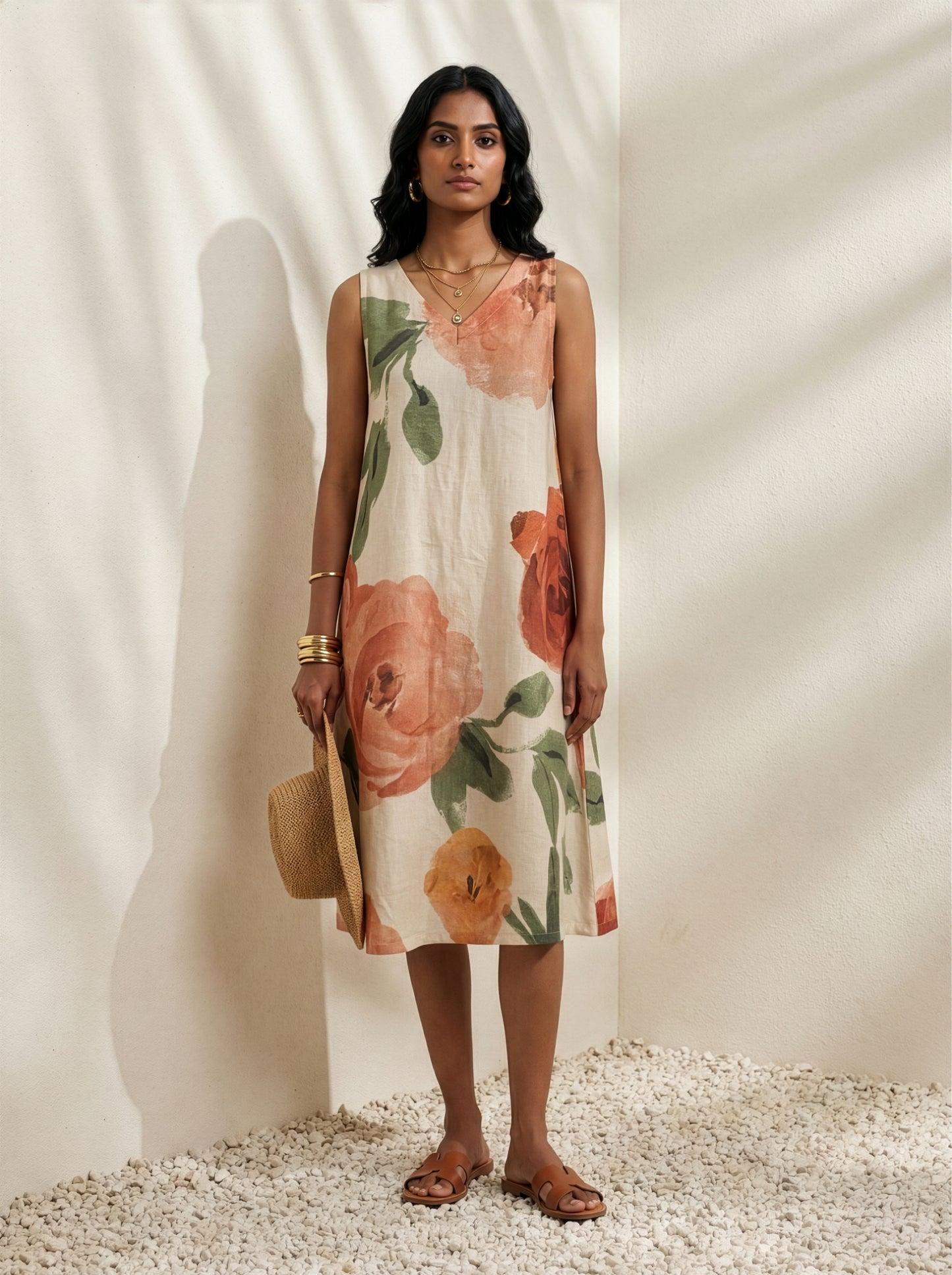 100% Linen Floral Dress