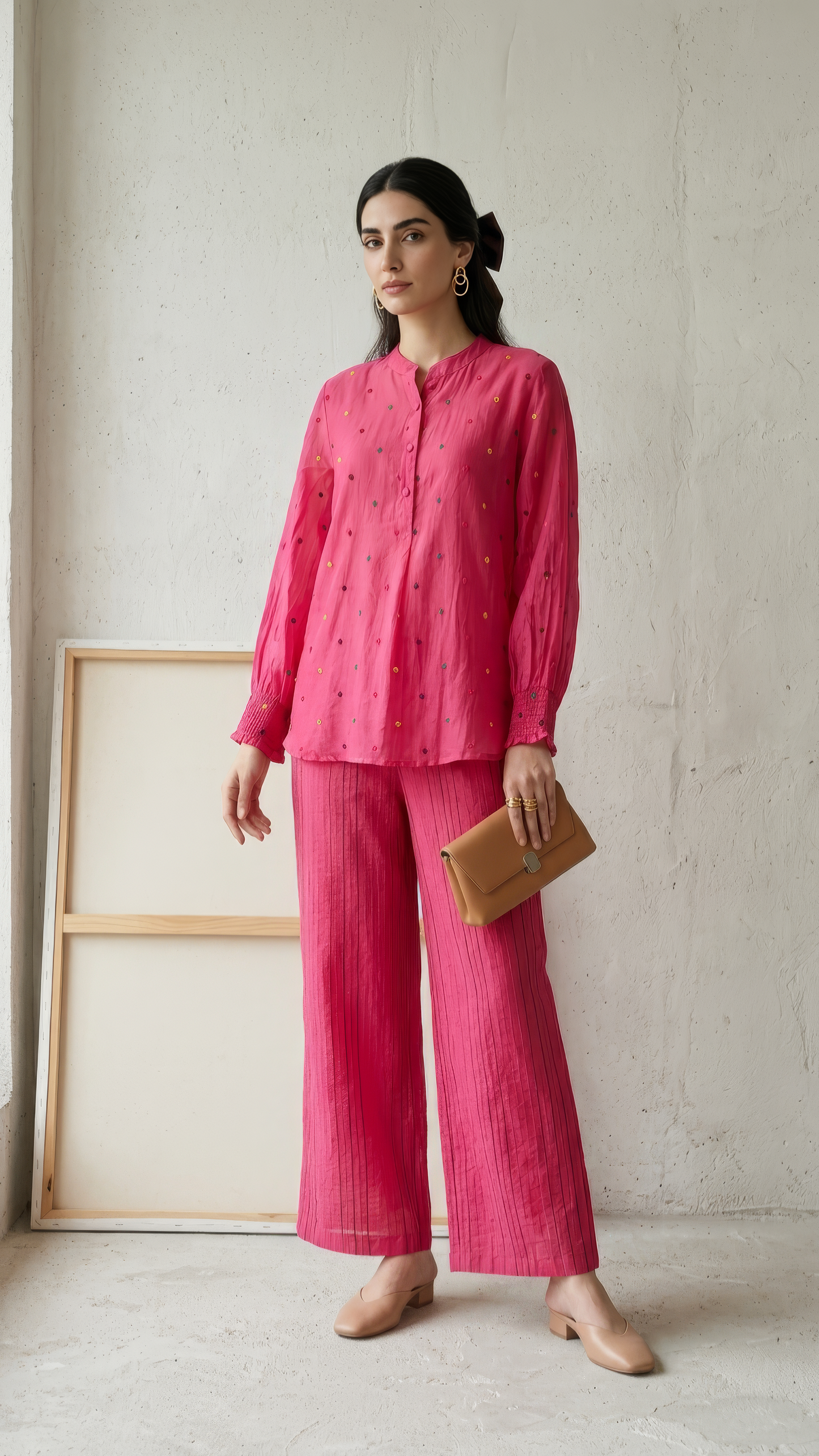 Cupro Rani Pink Co-ord Set