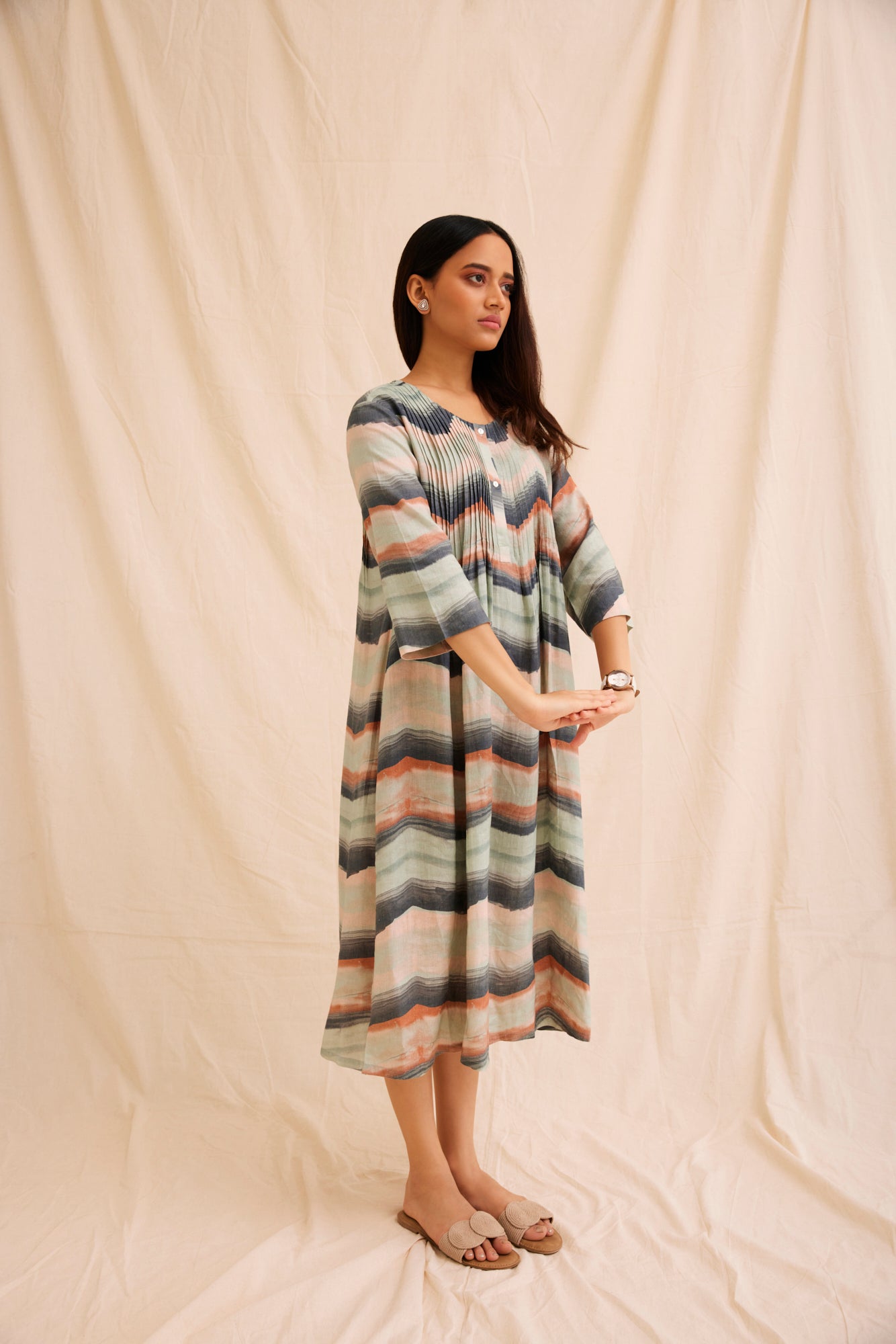 Valley Paint Flowy Linen Dress Bombay Bloom