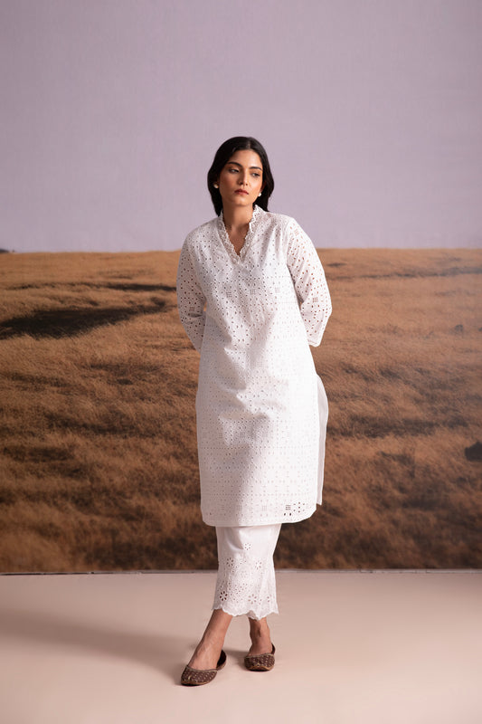 Cutwork Cotton Kurta Set