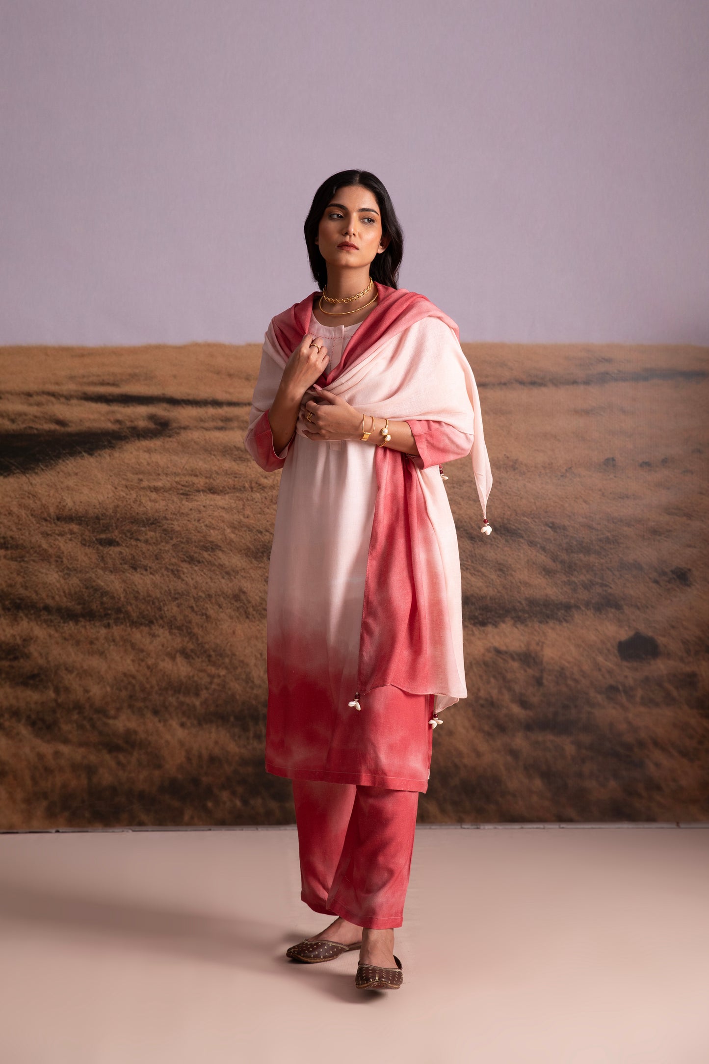 Astro Dust Ombre Linen Kurta Set