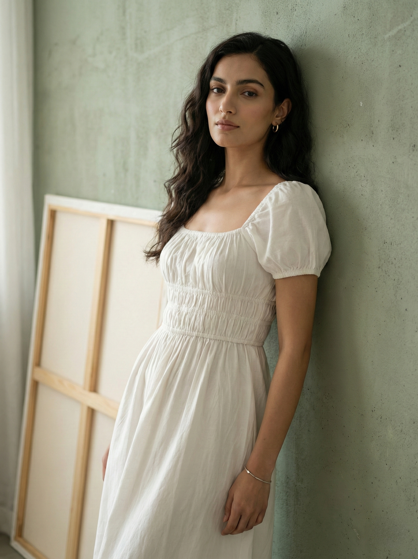 White Cottage Linen Dress