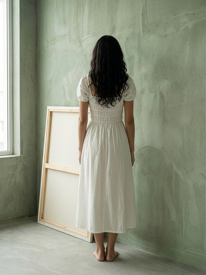 White Cottage Linen Dress