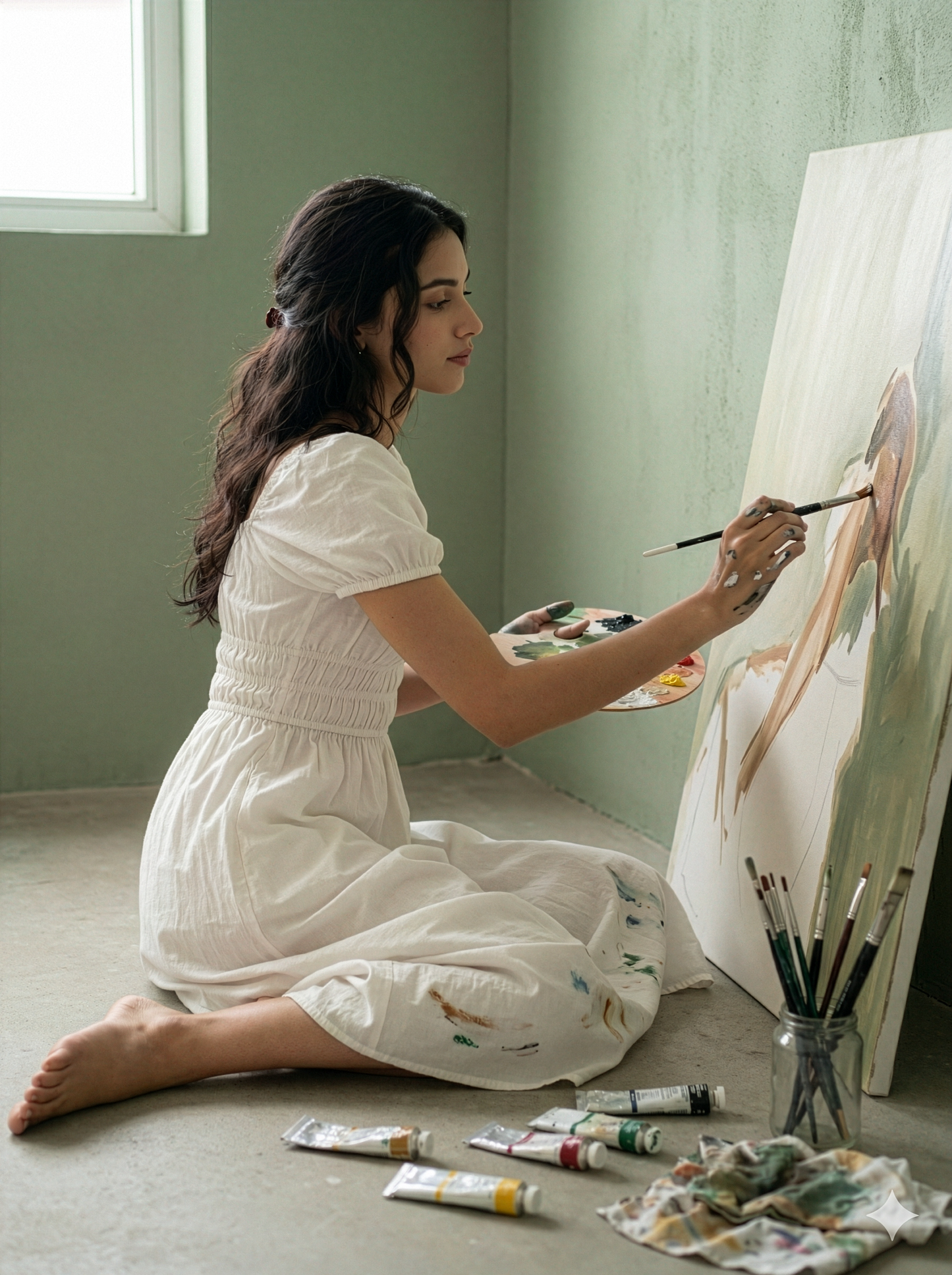 White Cottage Linen Dress