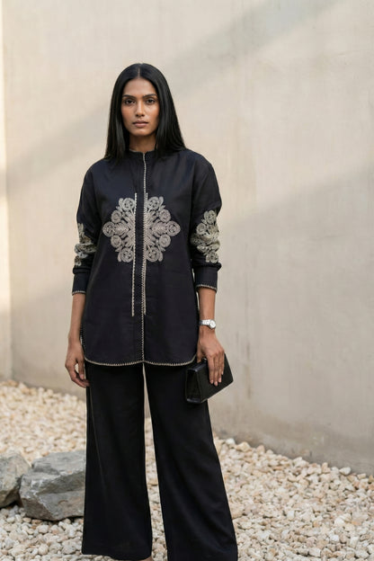Siyah Gul Linen Co-ord Set